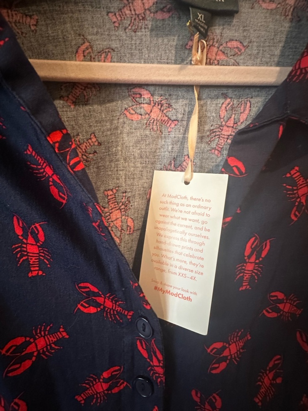MODCLOTH Lobster Print π¦ Dress Cotton Twill Size XL Nautical Sea Maine π Sailor - Picture 5 of 12